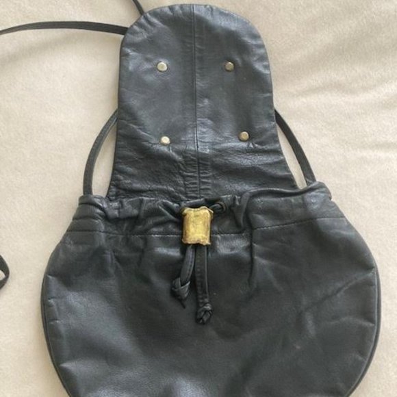 Vintage Copa Collection Brutalist Amethyst Brass Black leather 1970s bag - Picture 4 of 6